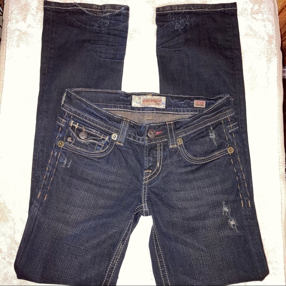 Mek Denim Lady Santiago Straight Dk Distress Jeans